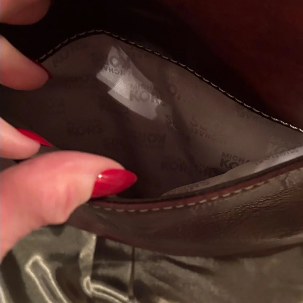 Michael Kors Deep Dark Chocolate Tote with Beige Straps